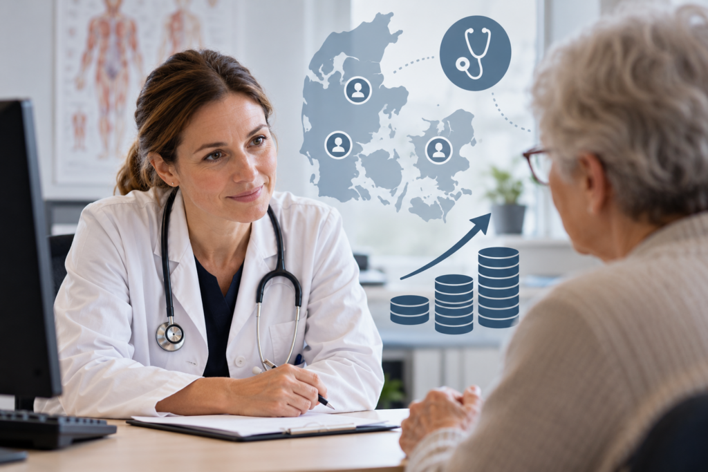 Læge rådgiver patient om sundhed